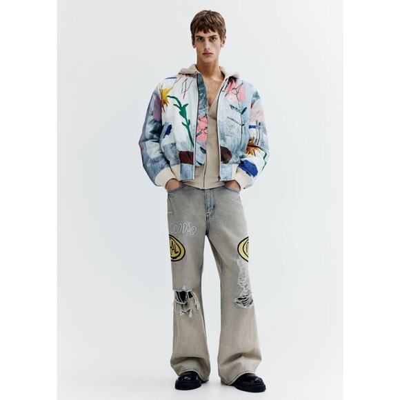 H&M x Basquiat x Ev&Tela Loose Fit Bomber Jacket - Picture 1 of 7